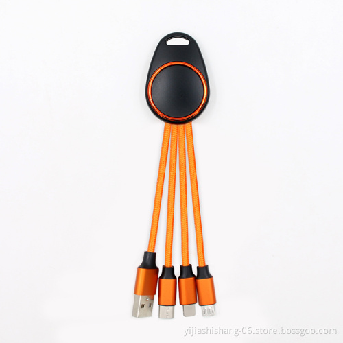 Yijiashishang Manufacturer Direct Supply 3 in 1 USB Charger Cable with LED Light for Android Micro USB,iOS and USB-C Mobile Devices